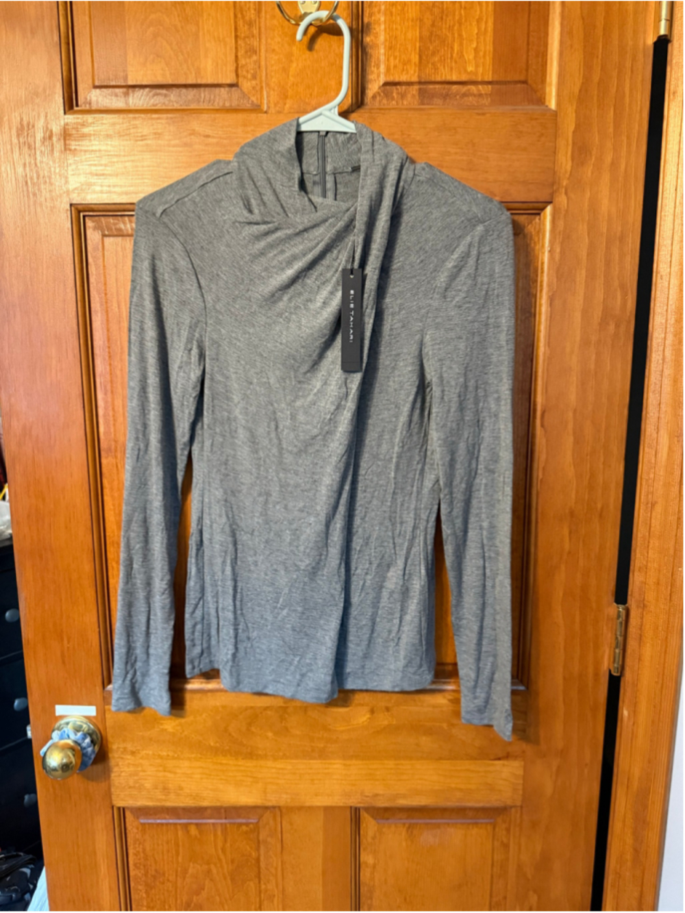 Women's Elie Tahari Long Sleeve Tee, Size S, Slate Heather Grey
